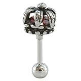 ボディピアス 16G ヴィンテージクラウンストレートバーベル(1個売り) 16G レッド