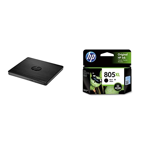 Image of HP F6V97AA#ACJ External USB DVD-RW Drive & 805XL Black Original Ink Cartridge