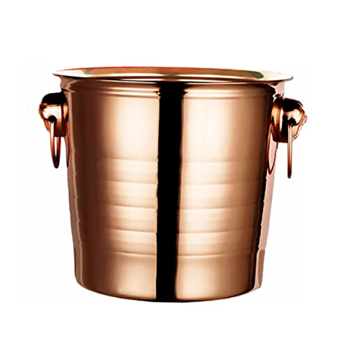 Cabilock Elegant Multi-functional Stainless Steel Ice Bucket Rose Gold Finish 5l for Drinks