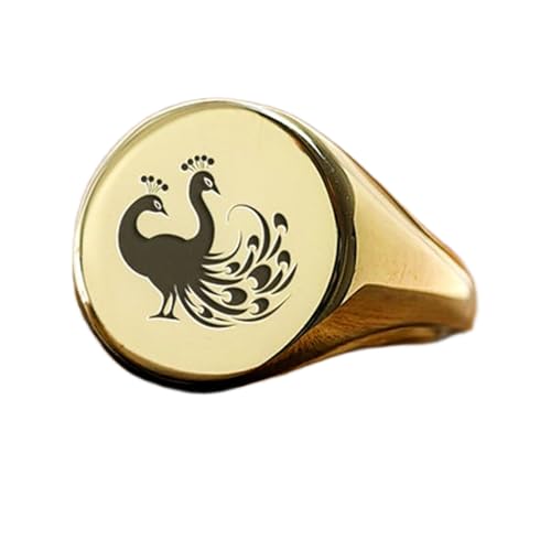 Bague paon ronde en argent sterling 925 plaqué or hypoallergénique LK_PDR_01225