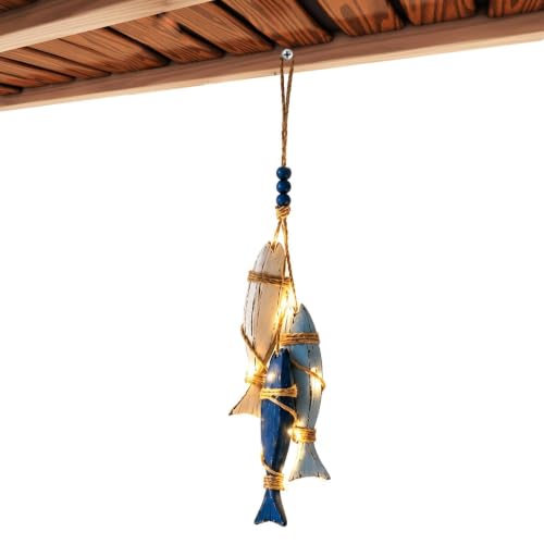 Adorno náutico de madera con luces LED para iluminar paredes oscuras