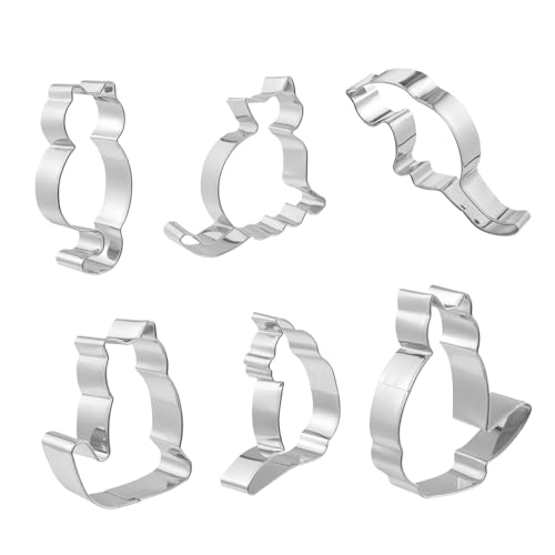 ABOOFAN 6Pcs Cat Shape Stainless Steel Biscuit Molds Reusable DIY Baking Tools for Cookie Making for Pastries Candy and Creative Desserts