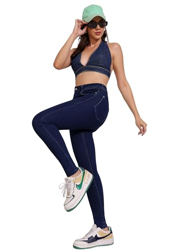 Image of Dolce Crudo Women's Skinny High Rise Bleached Cropped Stretchable Denim Jeans