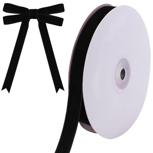 Image of Tsorode 10 Yards Black Velvet Ribbon 1 Inch for Christmas Tree,Velvet Christmas Ribbon for Gift Wrapping Crafts Bow Wreath Holiday Decorations (Black, 5 /8 inch-10 Yard)