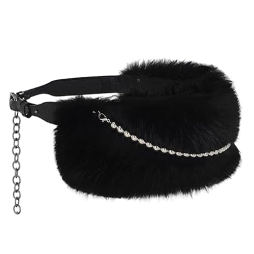 Cinturón peludo de cuero negro con cuentas para vestidos y faldas góticas Y2K