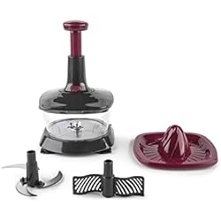 Batidora Nova Jata Hogar HMAQ4505 - Picadora, Batidora, Exprimidora Manual. Cuchilla acero inoxidable con 3 alturas. Pica todo tipo de alimentos. Incluye pala para batir, mezclar y emulsionar. Libre de BPA.