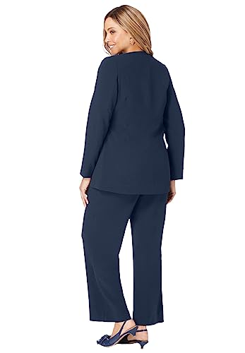 Jessica London Women's Plus Size Faux Wrap Pantsuit - 22 W, Black #TOP2