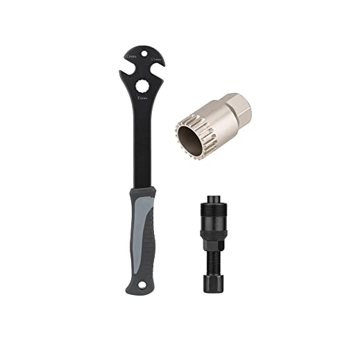 3min19sec Kit d'outils de vélo pour pédalier - Extracteur de manivelle - Clé de pédale 15 mm - Outil de roulement intérieur pour octalink et carré (20 dents) - Clé de pédalier Cover