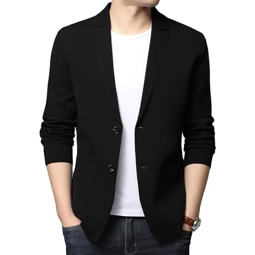 Men's Open Front Blazer Cardigan Sweater Lightweight Knit Two Button Sweater Slim Fit Casual Sports Coats Jacket