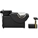 Shampoo Bowl and Chair Set for Salon,Seogwisam Backwash Barber Chair,ABS Plastic Shampoo Bowl Sink Unit w/Independent Footrest for Beauty Spa Barbershop