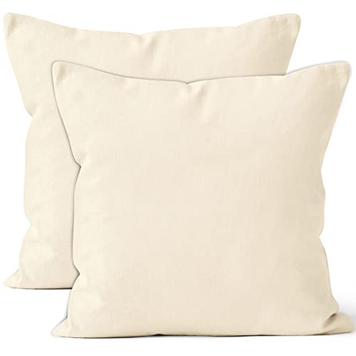 Encasa Conjuntos de Almohadas de algodón de algodón de 2 I 20x20 in (50x50 cm) - Natural I No...