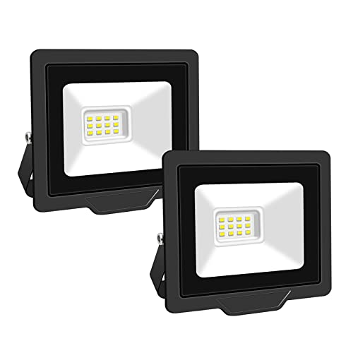 RIGIDON-2x-10W-Projecteur-dexterieur-Led-1000LM-Luminaire-Exterieur-IP66-etanche-Eclairage-de-Securite-Exterieur-Projecteur-led-lampe-de-Patio-Garage-Terrasse-Jardin-Chantier-6000K-Blanc-Froid