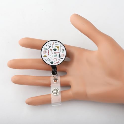 BNQL Hairdresser Reel Retractable Hairstylist Gifts for Hairdresser Gifts Cosmetology Gifts Barber Gifts Hairdressing Badge - Thumbnail 5