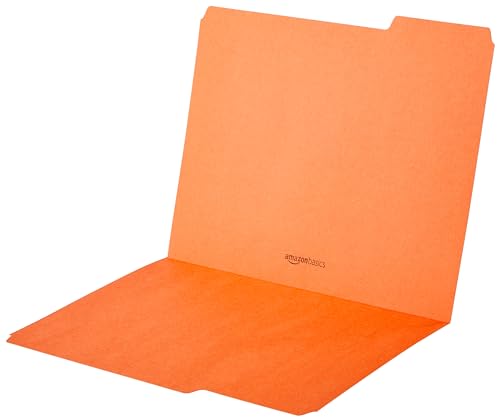Image of Amazon Basics Sturdy File Folders with Tabs for Filing and Organization, AMZ401, Letter Size, Assorted Colors, 100-Pack