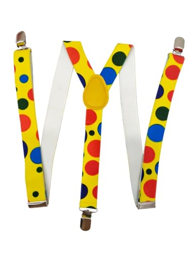 Image of BookMyCostume Adjustable Elastic Y-Back Style Unisex Suspenders in Joker Look for Kids & Adults - Fancy Dress Costume Accessory with Strong Metal Clips