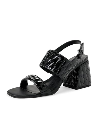 Image of Karl Lagerfeld Paris womens Sarina Quilted Open Toe Leather Heeled Sandal