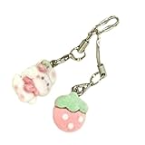 Saccgt Delicate t and Strawberry Pendant Keychain Ornament Portable Phone Dangler Lovely Charm for Phones and Purses PVC
