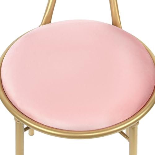 Image of Velvet Vanity Chairs, Metal Cute Butterfly Stool Chair Dresser Makeup Chairs Stool with Pink Velvet Cushion and Bow Knot Backrest for Girl Bedroom, Living Room (Light Pink)