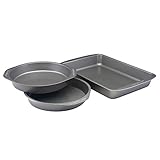 Farberware Nonstick Bakeware 3-Piece Cake Pan Set, Gray
