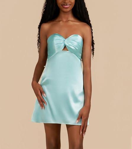 Satin Strapless Homecoming Dresses for Teens 2025 Backless Lace up Mini Prom Dress A Line Short Cocktail Party Dresses4