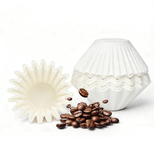 150 Stück Korbfilter weiße Kaffeefilter Papier 150 Filter Kaffeefilterpapier Filter für 12 Tassen Kaffee Filters kompatibel mit Kalita Wave Dripper 155 für Einzelportion Kaffeekanne Übergießen