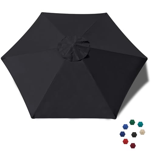 EliteShade USA 7.5FT Replacement Covers 6 Ribs Market Patio Umbrella Canopy Cover (CANOPY ONLY) (Black)