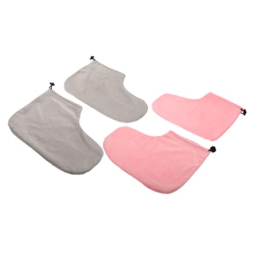 HAPINARY 2 Pairs Wax Therapy Warm Foot Cover Gloves for Work Wax Foot Bags Wax Bath Liners for Feet Pedicure Foot Bath Liners Gel Socks Moisturizing Gloves Foot Therapy Wrapping Cover Plush
