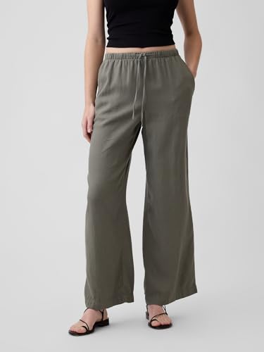 Image of Gap Womens Wide Leg Linen Pull on Pant
