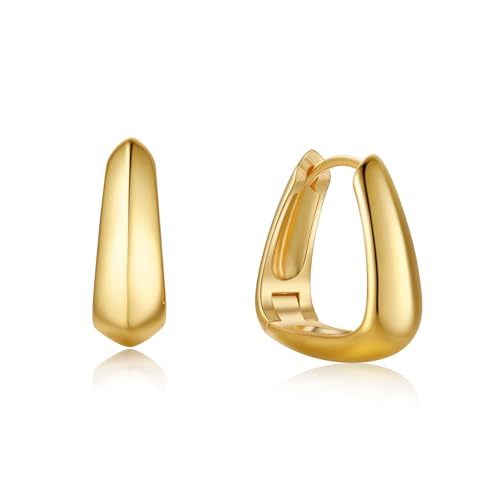Image of FRUMOS 18K Gold Plated Chunky Hoop Earrings for Women Fashion Thick Gold Hoops Set Jewelry for Birthday Christmas Gifts