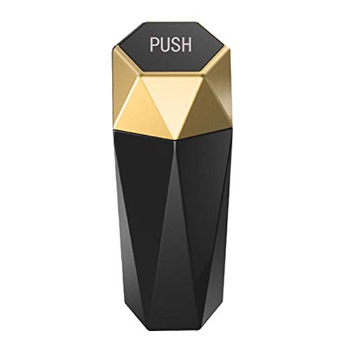 iSpchen Mini Mülleimer Auto Getränkehalter Tischmülleimer mit Deckel Abfalleimer Küche Badezimmer Mülleimer Desktop Aufbewahrungsbox Organizer Autos Büro Mülltonne,golden