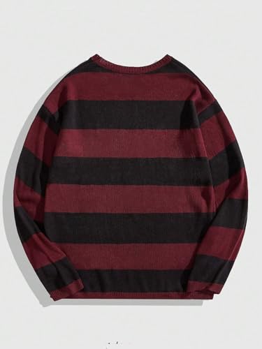 Men's Pullover Sweater Casual Stripe Round Neck Drop Shoulder Sweaters2