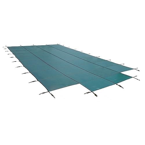 Blue Wave 18-Year Mesh 16-ft x 32-ft In-Ground Pool Safety Cover with 4-ft x 8-ft Center Step - Green