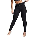 YUZIBAO Women's High Waist Skinny Stretch Jeans Shaping Butt Lifting Denim Pants(Black,L)