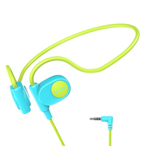 Mehomeli Kid Headphones for School, Air Conduction Open Ear Headphones, 3.5mm Jack Wired Cord, Ultra-Comfort, Ergonomic and Lightweight Design Perfect for School and Outdoor Activities-Blue Green