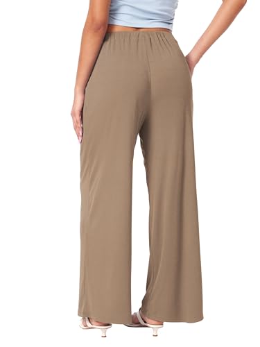 Image of CIDER Palazzo Pants for Women Wide Leg Flowy Pants with Pockets Elastic Mid Waist Summer Beach Vacation Outfits Lightweight