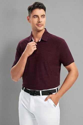 Image of Damipow Premium Golf Shirts for Men Dry Fit Performance Polo Short Sleeve Collared Shirt