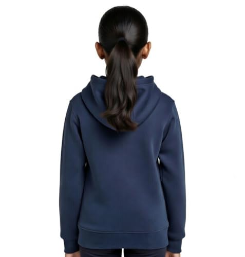 Image of Solid Cotton Fleece Girls Hooded Neck Sweatshirt with Kangaroo Pocket