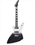 KGD Relic Electric Guitar-6-String Heavy Metal Guitar with Bone Nut, Professional Electric Guitar for Adults(Black&White)