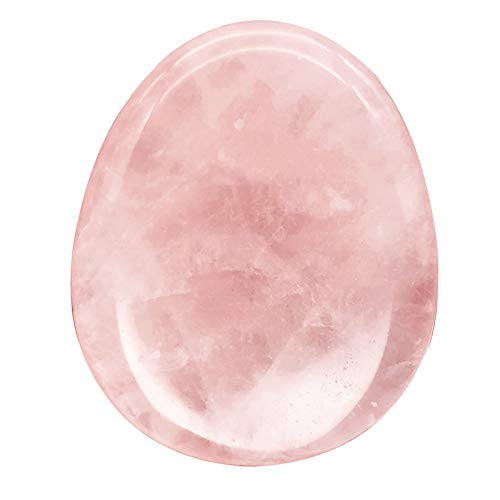 Fekuar Natural Rose Quartz Crystal Thumb Worry Stone, Hand Carved Healing Crystal Teardrop Pocket Stones For Anxiety Stress Relief Meditation #TOP16