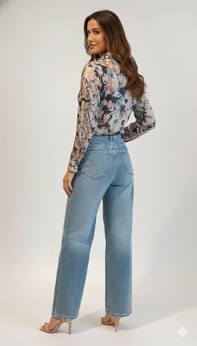 Image of Amazon Brand - INKAST Women Abstract Floral Printed Spread Collar Long Sleeves Casual Cami Shirt