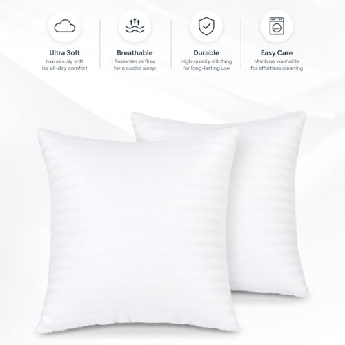 Image of Clasiko Microfiber Cushion Filler 16 x 16 Inches Set of 2 | Suitable for Sofa, Bed & Floor