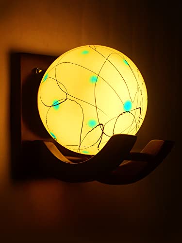 Image of Traditional Indoor Wall Light Wall Lamp Wood Light for Home Decoration,Living Room,Indoor Outdoor (Brown) Globe Shape Wooden 5 to 80 Watts E27 Holder(Bulb not Included) Pack of 1