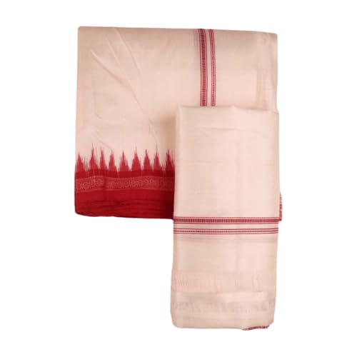 Image of Authentic Sambalpuri Handloom Cotton Unstitched Dhoti with Utari for Men | Traditional Odisha Weave Ikat Dhoti for Festive & Religious Wear