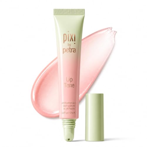 Pixi Beauty LipTone pH Reactive Lip Gloss in Naturalness | Color Changing Tinted Lip Balm with Rosehip Oil & Shea Butter | Non-Sticky Mirror-Shine Finish | 0.4 fl oz