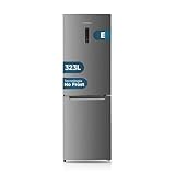 Hyundai Frigorífico Combi Inox, 2 Puertas HCB18560NEDI01, Capacidad 323 Litros, No Frost, Multi Air Flow, Bajo Nivel Sonoro, Puerta Reversible, Clasificación Energética E