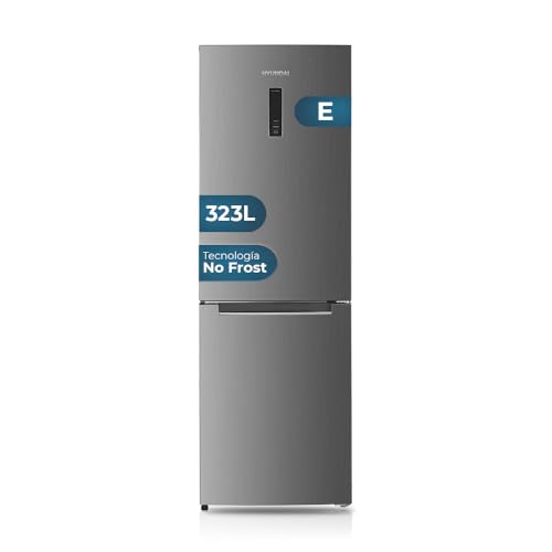 Hyundai Frigorífico Combi Inox, 2 Puertas HCB18560NEDI01, Capacidad 323 Litros, No Frost, Multi Air Flow, Bajo Nivel Sonoro, Puerta Reversible, Clasificación Energética E