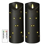4' x10' Outdoor Flameless Candles Waterproof, Battery Operated LED Candles with Remote Control and Timer，Internal string lights，Black , Set of 2，Suitable for home decoration and holiday decoration