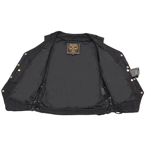 Milwaukee Leather Women’s Black 6 Pocket Side Lace Denim Vest w/Gun Pockets MDL40203