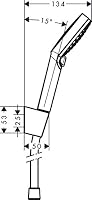 hansgrohe Crometta wassersparender Duschkopf inkl. Duschkopfhalter, 2 Strahlarten, Weiß/Chrom, Set mit Brauseschlauch 1,25m – Ansicht 3