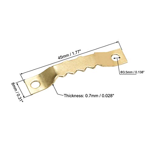 Image of uxcell Hangers, 1 3 /4 Inch Double Hole with Screws for Picture Frame Hanging, 10 Pcs (Golden)